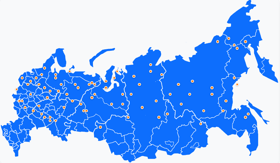 Карта России: разработчики CodeLance по регионам